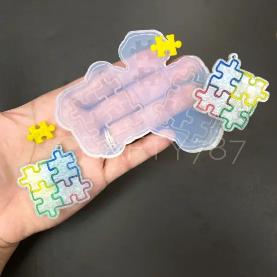 Puzzle Dangle Earring Silicone Mold (C13) {1}
