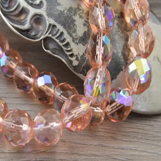 10mm Tea Rose AB Fire Polished Round Beads (16"Strand) {2}