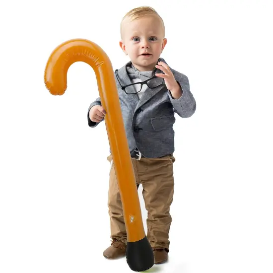 Old Man Inflatable Cane - Funny Old Age Costume Accessories Party Decorations Joke for Senior Retirement Brown {2}