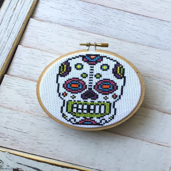 Bright Sugar Skull Counted Cross Stitch DIY KIT {3}