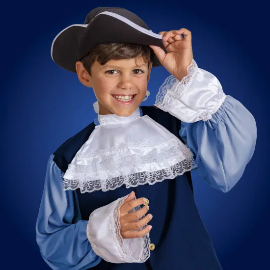 Colonial Lace Jabot Set - White Lace Ruffled Tie Jabot with White Lace Cuffs Set Costume Accessories for Men Women and Children {2}