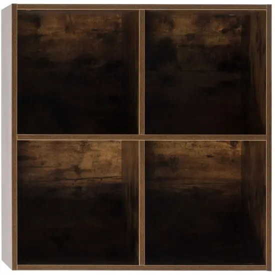 Modern Wooden Toy Storage Bookshelf 4 Cube Organizer Square Bookcase Walnut {5}