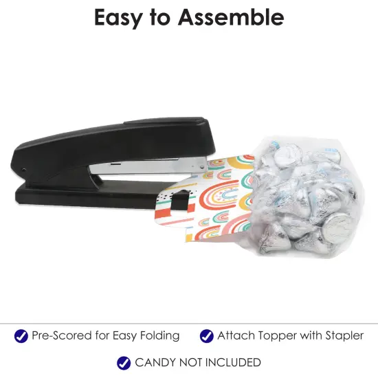 Big Dot of Happiness Hello Rainbow - DIY Boho Baby Shower and Birthday Party Clear Goodie Favor Bag Labels - Candy Bags with Toppers - Set of 24 {6}