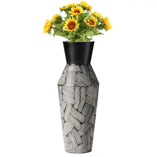 Trumpet Classic Style Straight Designed Table Vase for Entryway Dining or Living Room, Ceramic Black {1}