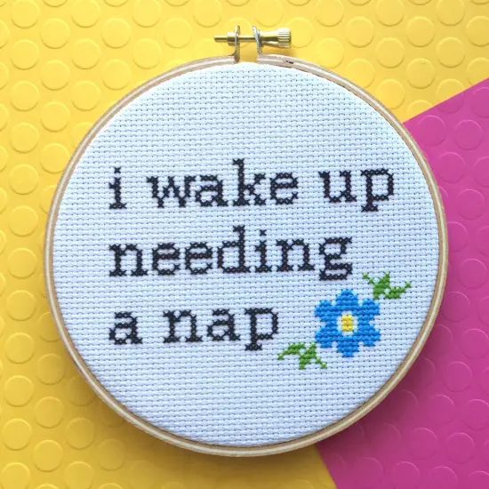 Wake Up Needing a Nap Counted Cross Stitch DIY KIT Intermediate {1}