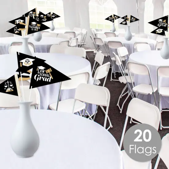 Big Dot of Happiness Law School Grad - Triangle Future Lawyer Graduation Party Photo Props - Pennant Flag Centerpieces - Set of 20 {3}