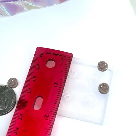 Circle 8mm Druzy Stud Earring Silicone Mold (A5) {4}