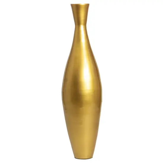Tall 43 Inch Modern Bamboo Narrow Trumpet Floor Vase - Elegant Home Decoration, Modern Accent Piece, Living Room Decor, Handcrafted Bamboo Art, Contemporary Interior Design, Unique Tall Vase Gold Small {3}