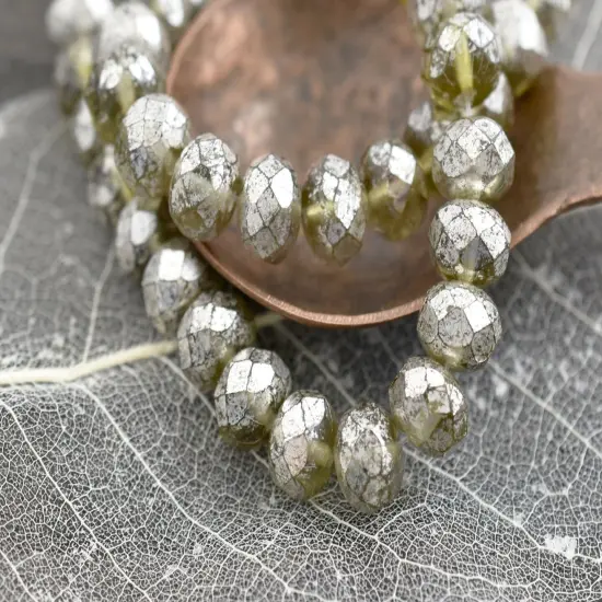 *25* 5x8mm Smokey Grey Mercury Fire Polished Rondelle Beads {3}