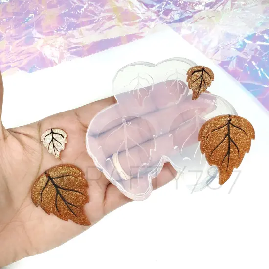 Leaf Dangle and Stud Earring Mold {1}
