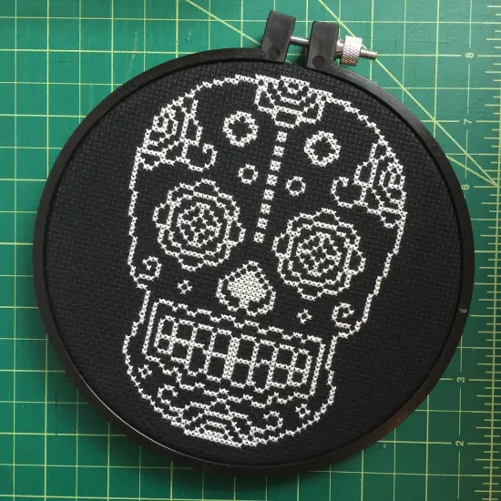 Sugar Skull White and Black Counted Cross Stitch DIY KIT {2}