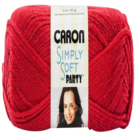 Caron Simply Soft Party Red Sparkle Yarn - 3 Pack of 85g/3oz - Acrylic - 4 Medium (Worsted) - 164 Yards - Knitting/Crochet {2}