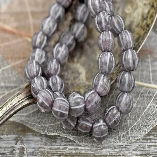 *20* 8mm Silver Washed Thistle Large Hole Melon Beads {5}