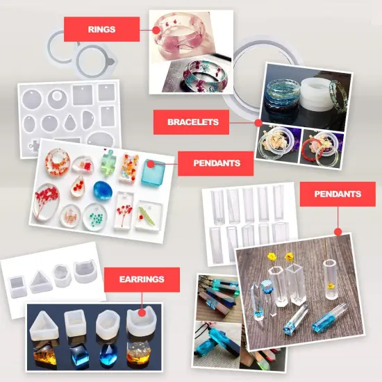 Pixiss Epoxy Resin Easy Mix 1:1 8-Ounce Kit, Silicone Jewelry Mold {4}