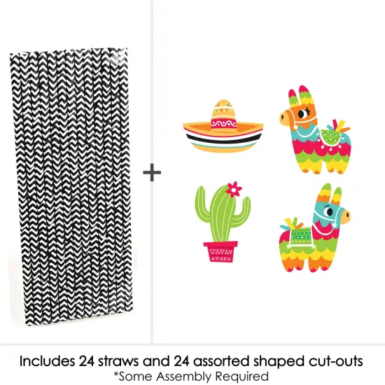 Big Dot of Happiness Pinata Party - Paper Straw Decor - Colorful Fiesta Striped Decorative Straws - Set of 24 {4}