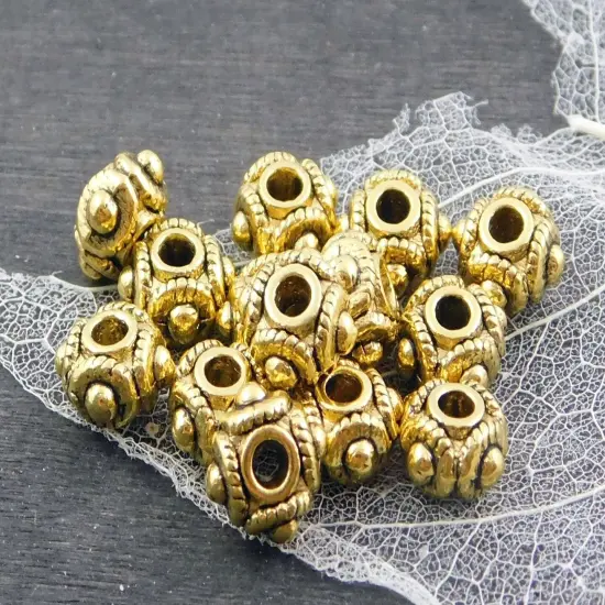 *50* 8x5mm Antique Gold Rounded Rondelle Spacer Beads {3}