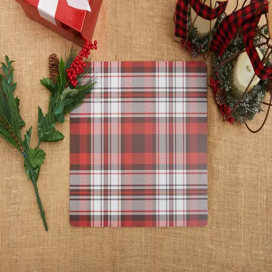 Fireside Red & Black Plaid Hardboard Set of 6 Placemats 12.75" x 16" {5}