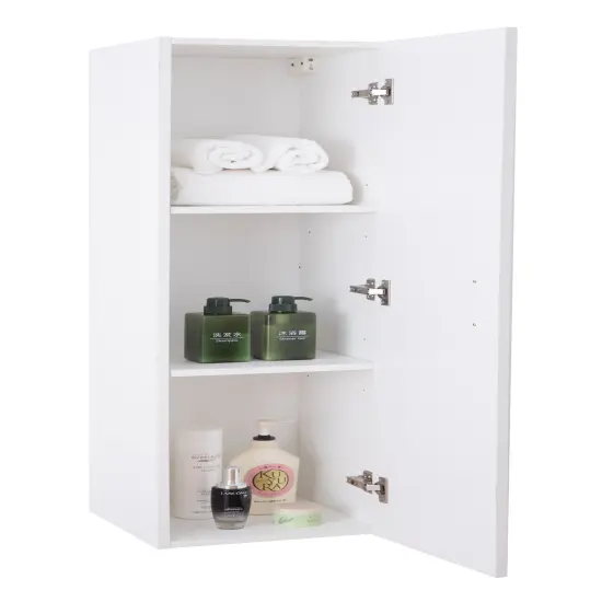Modern Long Bathroom Wall Mounted Cabinet, White {1}
