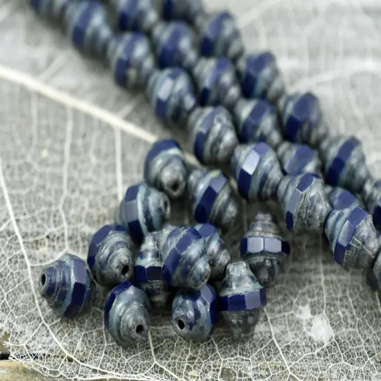 *19* 7x6mm Navy Blue Travertine Mini Turbine Beads {2}