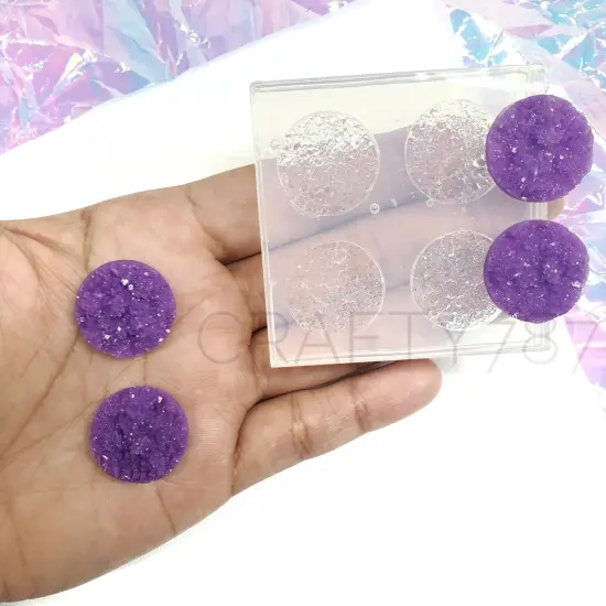 Circle Chunky 20mm Druzy Cabochon Silicone Mold(B2) {1}