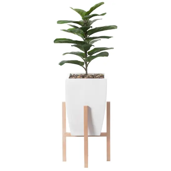 Indoor Decorative Square Planter With Wooden Stand Green {7}