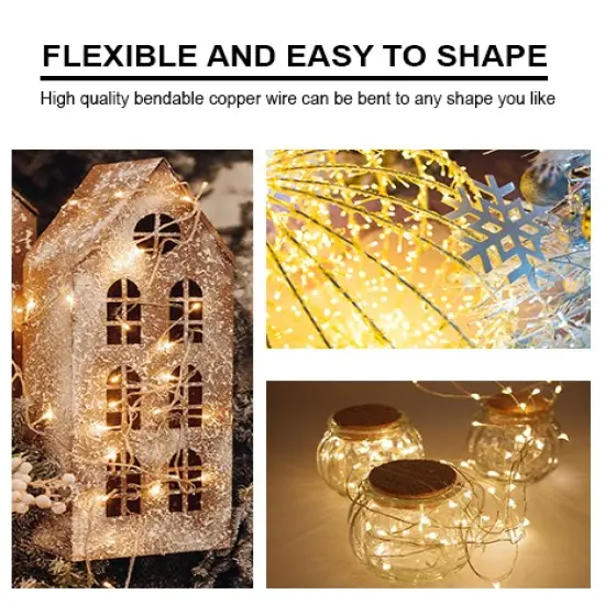 Perfect Holiday Solar Powered 200 LED Copper Wire Fairy Light Warm white {6}