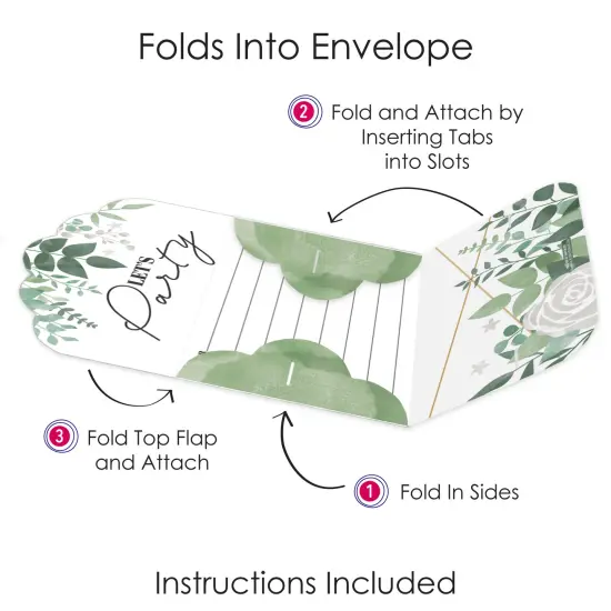 Big Dot of Happiness Boho Botanical - Fill-In Cards - Greenery Party Fold and Send Invitations - Set of 8 {6}