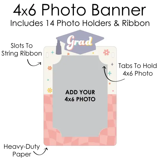Big Dot of Happiness Groovy Grad - DIY Hippie Graduation Party Decor - K-12 School Picture Display - Photo Banner {7}