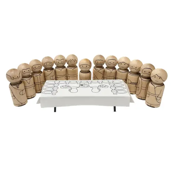 Last Supper Jesus and 12 Disciples Peg Doll Set by Pegsies&trade; {1}