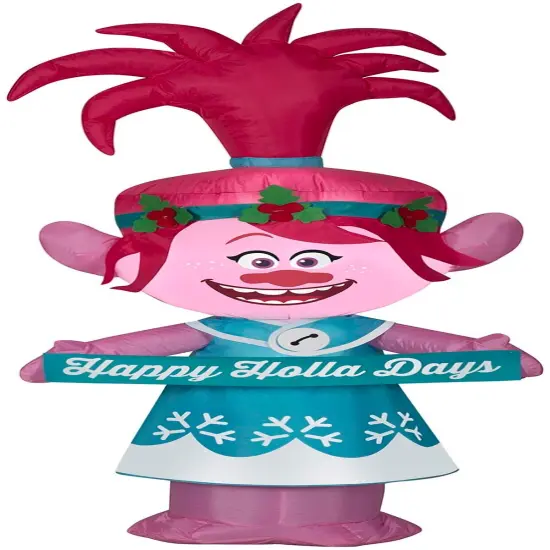 4' Gemmy Airblown Inflatable Troll's Queen Poppy in Christmas Outfit w/ Banner 117573 {1}