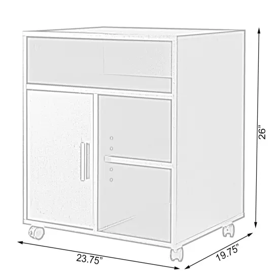 Printer Kitchen Office Storage Stand With Casters White {2}