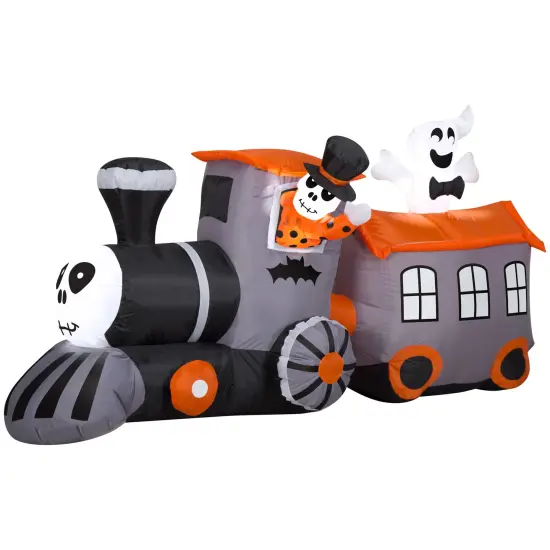 6' Gemmy Airblown Halloween Train w/ Ghost 227923 {1}