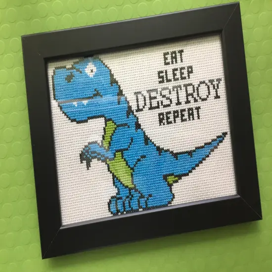 Dinosaur Destroy Counted Cross Stitch DIY KIT Intermediate {2}