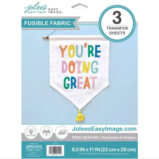 Jolee's Easy Image FUSIBLE FABRIC TRANSFER Light 3 Sh SHIMMER 8.5"x11" 56400035 Made in USA {5}