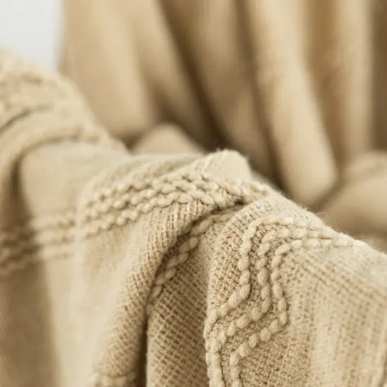 Decorative Throw Blanket - 50x60in Soft Knit with Delightful Fringe Edges for a Sophisticated and Cozy Touch to Your Living Space Lightweight, Breathable, Easy Care, Versatile, All-Season, Ideal for Lounging, Gifting Beige {6}