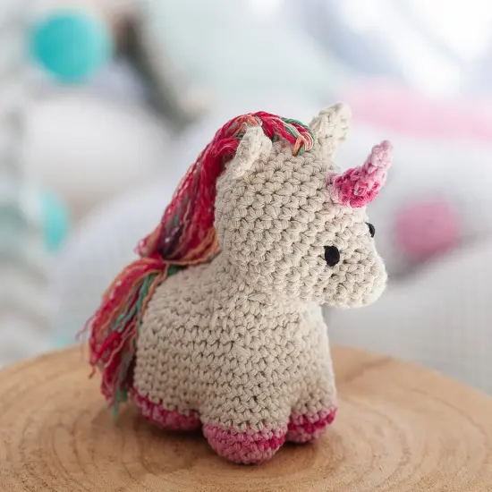 Hoooked Amigurumi DIY Kit W/Eco Barbante Yarn-Unicorn Nora - Off White {3}