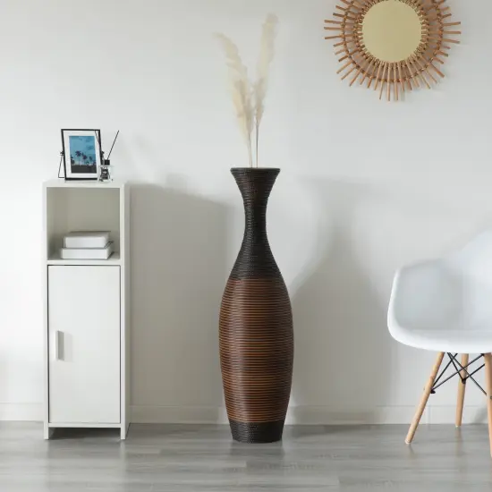 Tall Floor Vase, Modern large vase for home decor floor, Brown Artificial Rattan Floor Vase, Brown Floor Vase for Living Room or Hallway, 41-Inch-Tall Vase {2}