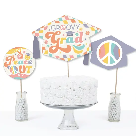 Big Dot of Happiness Groovy Grad - Hippie Graduation Party Centerpiece Sticks - Table Toppers - Set of 15 {5}