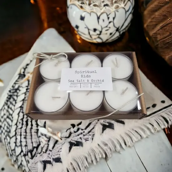 Sea Salt & Orchid Natural Soy Wax Tealights 6 Count Hand Poured with Fragrant/Essential Oils! | Floral Tealights | Birthday Gift | Christmas Gift | Wedding Favors | {2}
