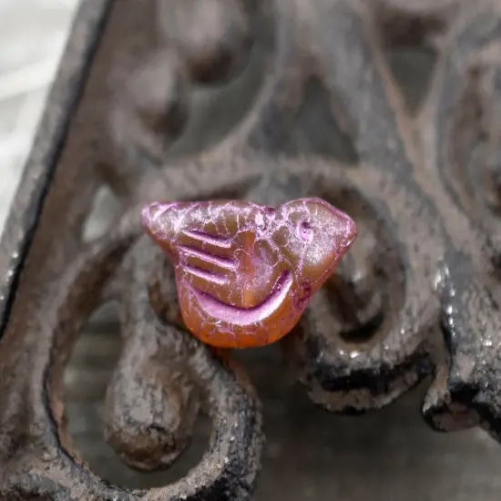 *6* 11x22mm Metallic Pink Washed Topaz Bird Beads {3}