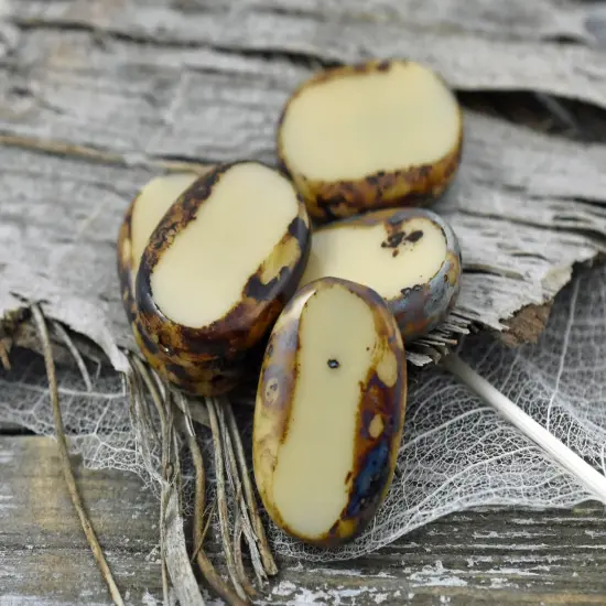 14x19mm Beige Picasso Table Cut Oval Beads {5}