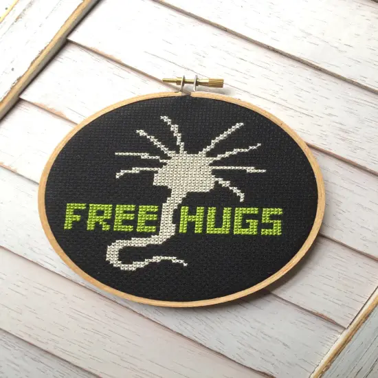 Free Hugs Alien Creature Counted Cross Stitch DIY KIT Intermediate {3}