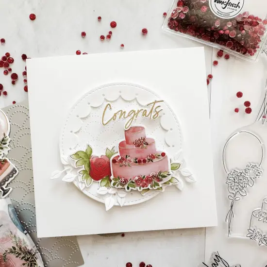 Pinkfresh Studio Stencils 4"X9" 5/Pkg-Celebrate Layering {2}