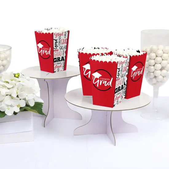 Big Dot of Happiness Red Graduation Party Favor Popcorn Treat Boxes - Set of 12 {4}