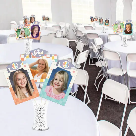 Big Dot of Happiness Groovy Grad - Hippie Graduation Party Picture Centerpiece Sticks - Photo Table Toppers - 15 Pieces {6}