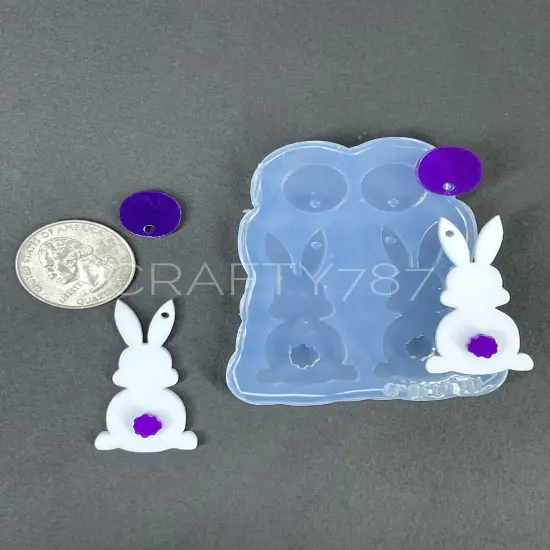 Bunny Dangle Earring Silicone Mold Layer (D5) {2}