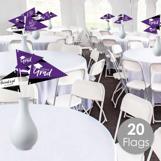 Big Dot of Happiness Purple Grad - Best is Yet to Come - Triangle Purple Graduation Party Photo Props - Pennant Flag Centerpieces - Set of 20 {3}
