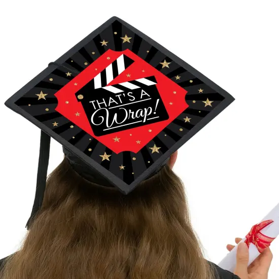 Big Dot of Happiness That&rsquo;s a Wrap - Movie Graduation Cap Decorations Kit - Grad Cap Cover {6}