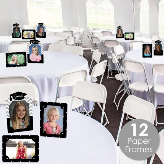 Big Dot of Happiness Silver Graduation Party Centerpieces - 4x6 Picture Display - Paper Photo Frames - Set of 12 {3}