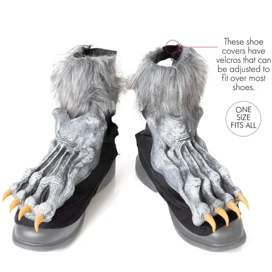 Werewolf Feet Shoe Covers - Silver Grey were Wolf Monster Foot Claws Costume Accessories {6}